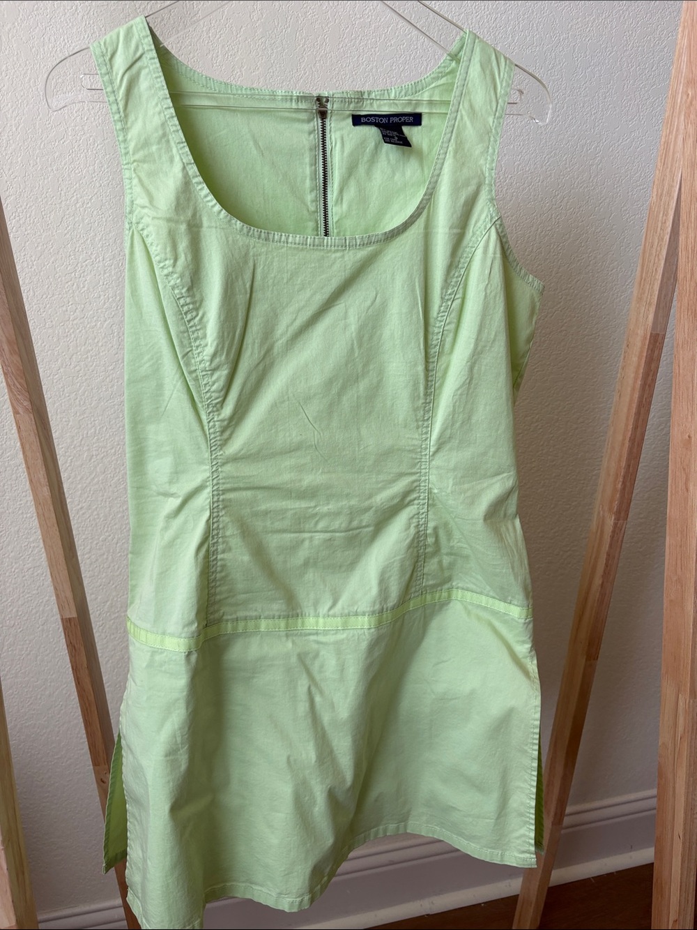 Vintage Boston Proper Light Lime Green Sleeveless Fit-and-Flare Skort Dress